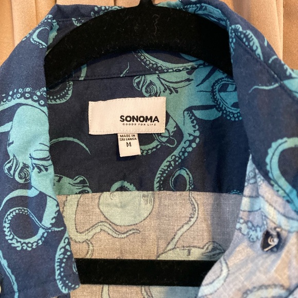 Men's Blue Octopus Print Shirt - Picture 2 of 2